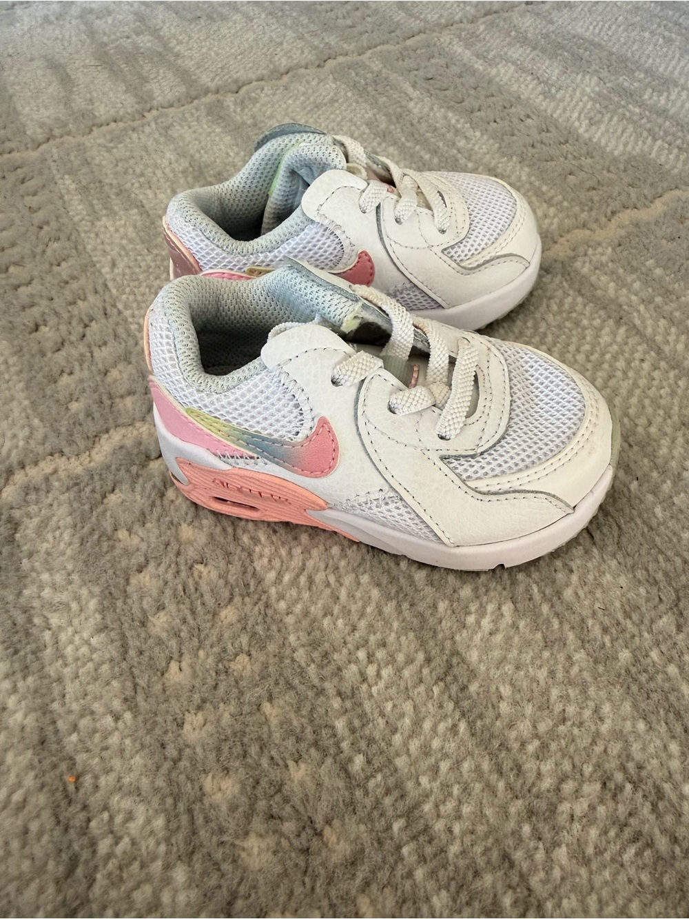 Nike Kids White Sneakers with Pink and Pastel Accents